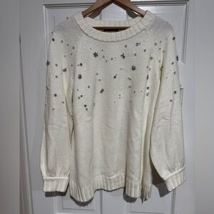 EUC Karl Lagerfeld Cream Embellished Sweater